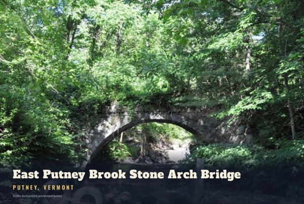 Putney East Putney Brook Stone Arch Bridge Postcard artwork detail
