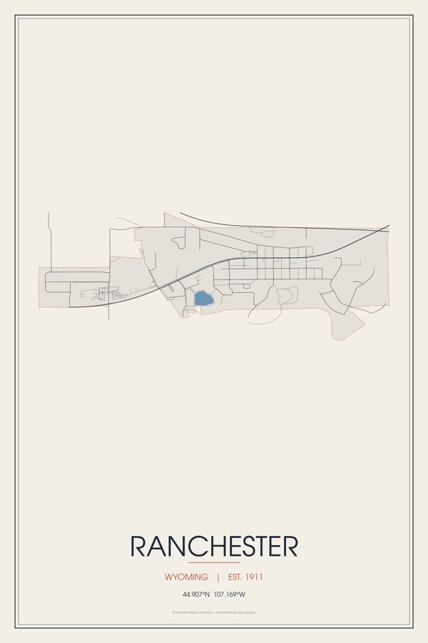 Ranchester Street Map Poster · Linen artwork detail