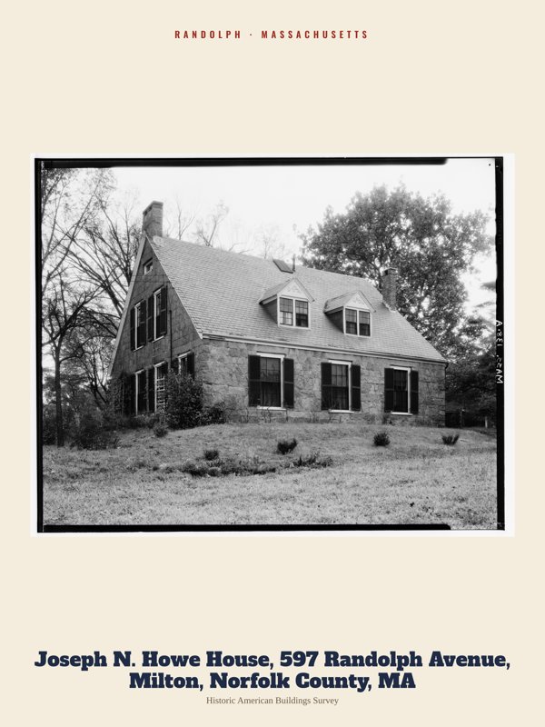 Randolph Joseph N. Howe House, 597 Randolph Avenue, Milton, Norfolk County, MA Archive Print artwork detail