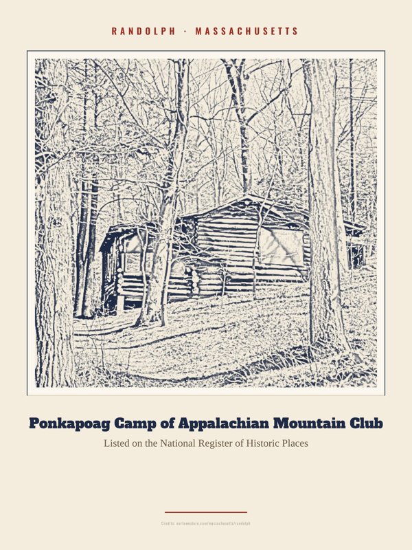 Randolph Ponkapoag Camp of Appalachian Mountain Club Landmark Print artwork detail