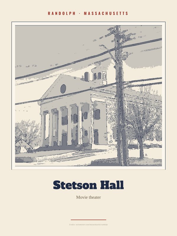 Randolph Stetson Hall Landmark Print artwork detail