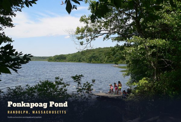 Randolph Ponkapoag Pond Postcard artwork detail