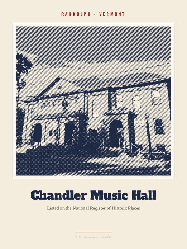 Randolph Chandler Music Hall Landmark Print artwork detail