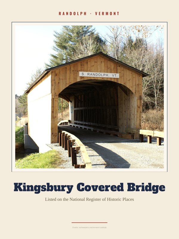 Randolph Kingsbury Covered Bridge Landmark Print artwork detail