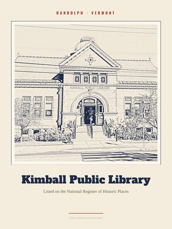 Randolph Kimball Public Library Landmark Print artwork detail