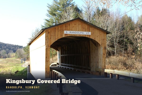 Randolph Kingsbury Covered Bridge Postcard artwork detail