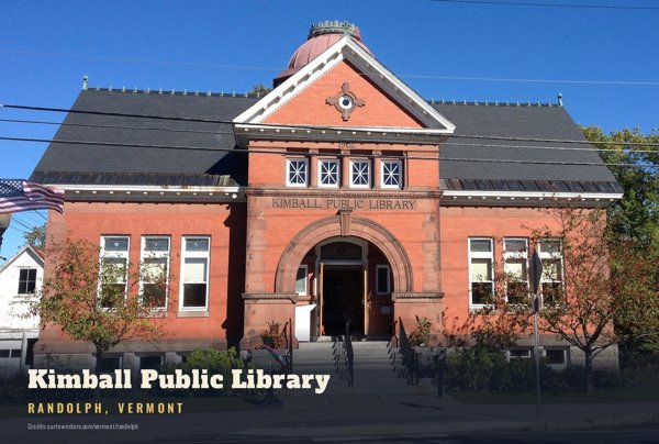 Randolph Kimball Public Library Postcard artwork detail