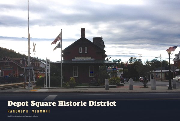 Randolph Depot Square Historic District Postcard artwork detail