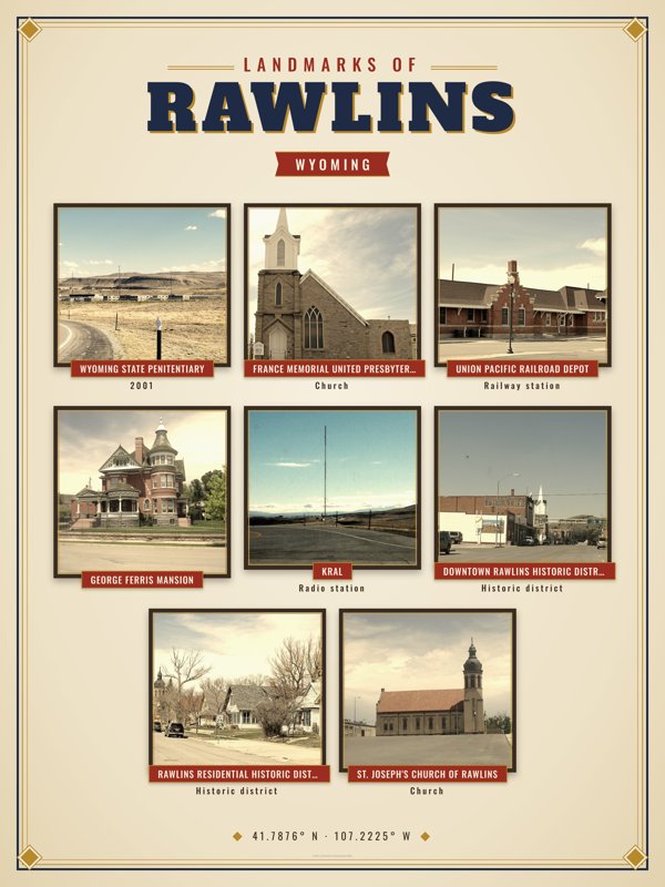 Rawlins Landmarks Photo Poster artwork detail