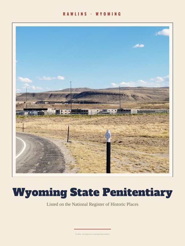 Rawlins Wyoming State Penitentiary Landmark Print artwork detail