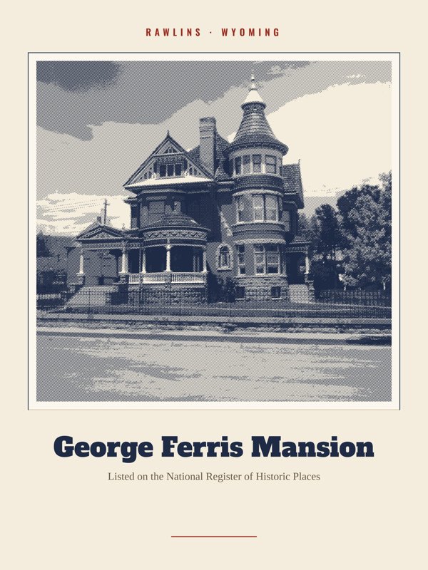 Rawlins George Ferris Mansion Landmark Print artwork detail