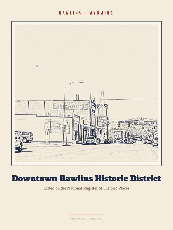 Rawlins Downtown Rawlins Historic District Landmark Print artwork detail
