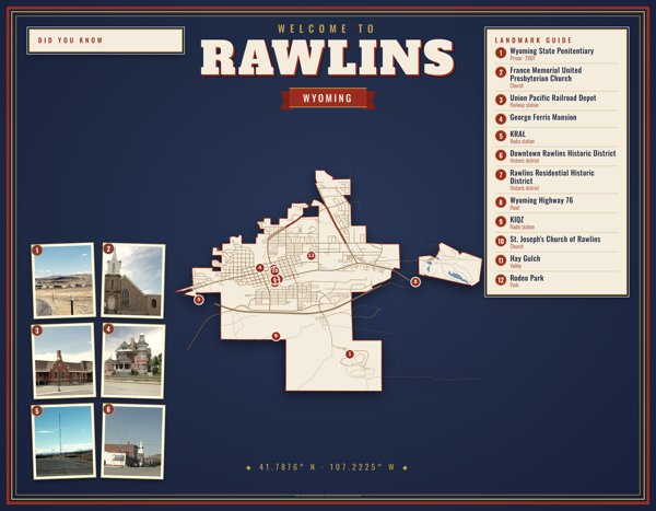 Rawlins Map Placemat artwork detail