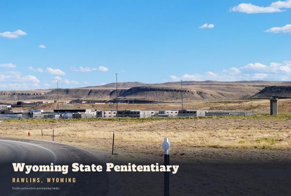 Rawlins Wyoming State Penitentiary Postcard artwork detail