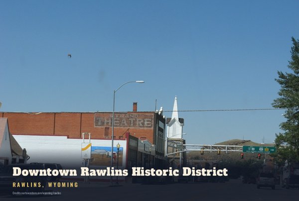 Rawlins Downtown Rawlins Historic District Postcard artwork detail
