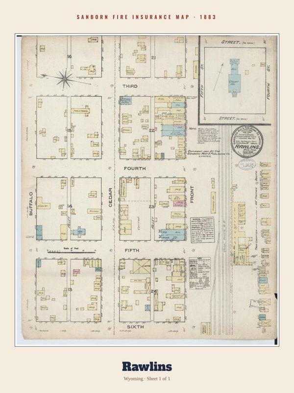 Rawlins Sanborn Map Print artwork detail