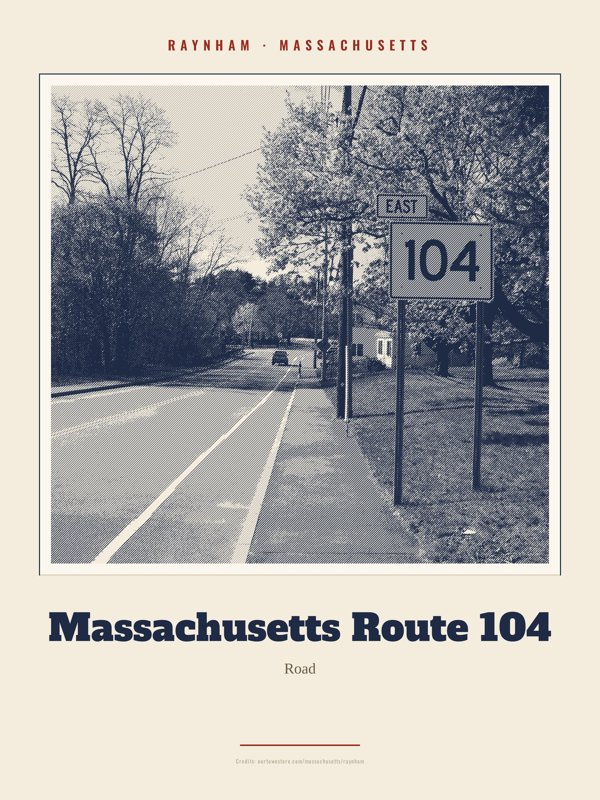 Raynham Massachusetts Route 104 Landmark Print artwork detail