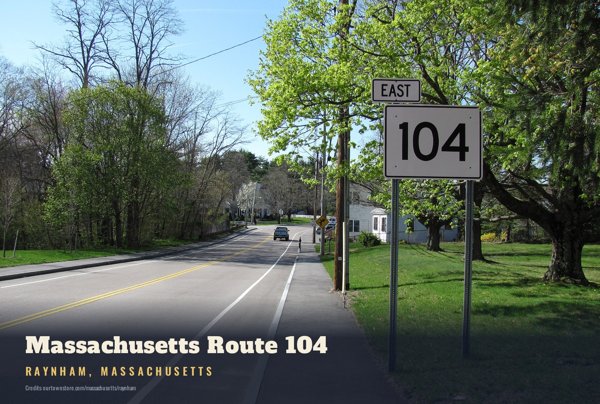 Raynham Massachusetts Route 104 Postcard artwork detail
