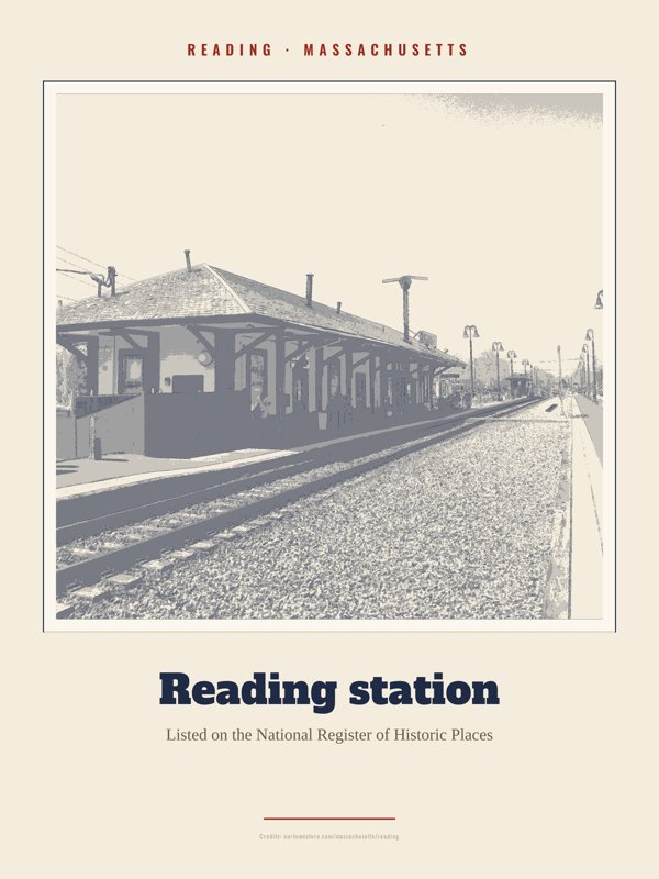 Reading Reading station Landmark Print artwork detail