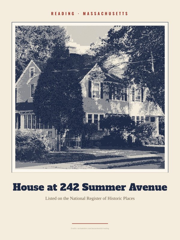 Reading House at 242 Summer Avenue Landmark Print artwork detail