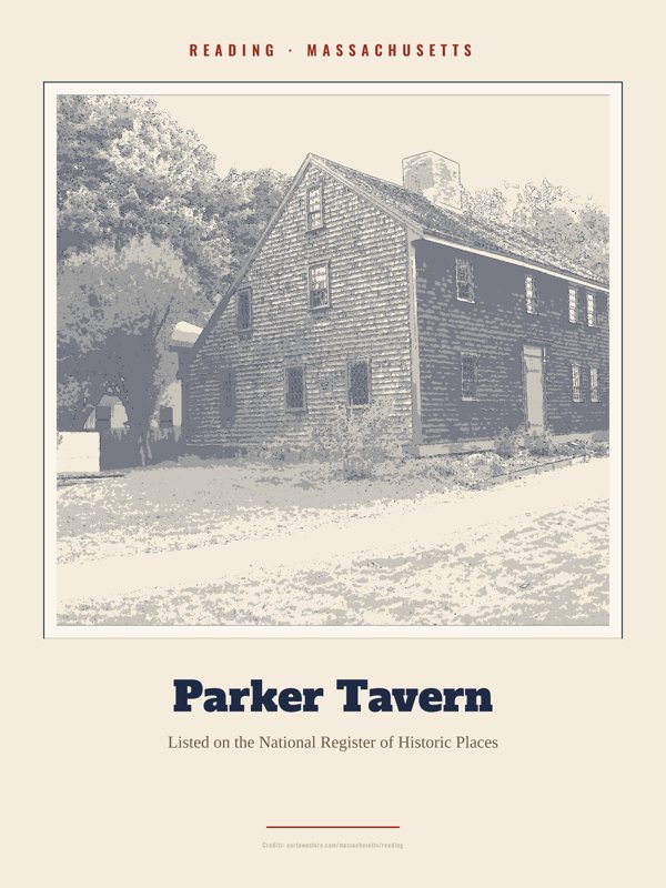 Reading Parker Tavern Landmark Print artwork detail