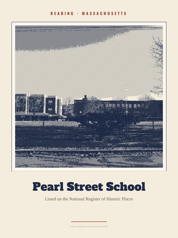 Reading Pearl Street School Landmark Print artwork detail