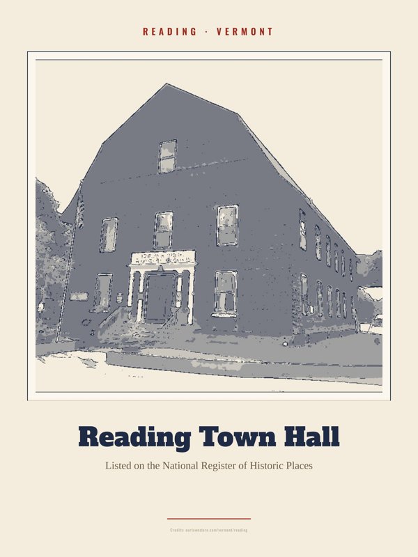 Reading Reading Town Hall Landmark Print artwork detail