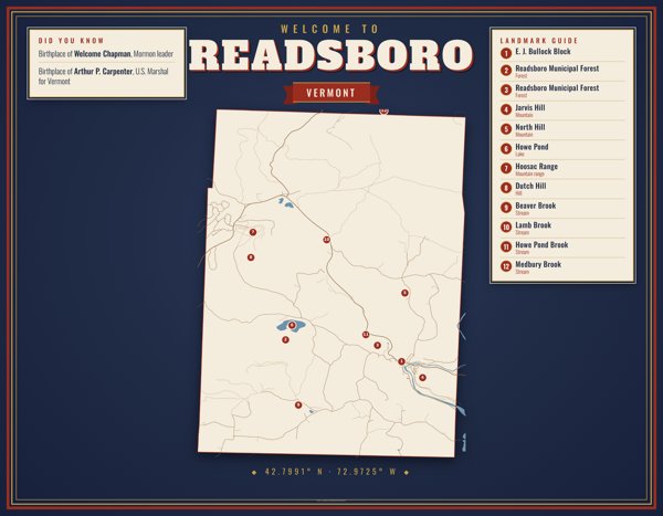 Readsboro Map Placemat artwork detail