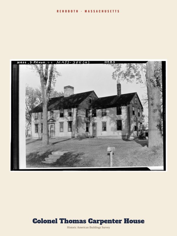 Rehoboth Colonel Thomas Carpenter House Archive Print artwork detail