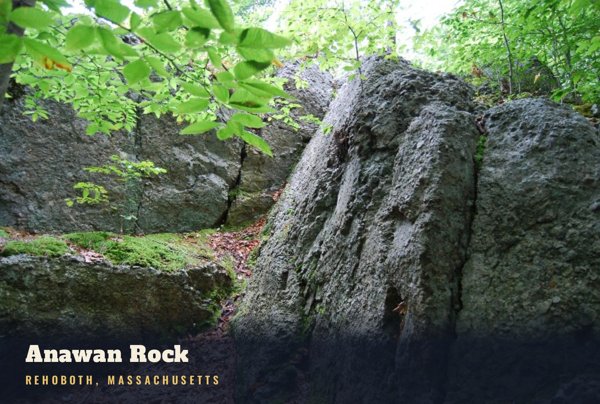 Rehoboth Anawan Rock Postcard artwork detail