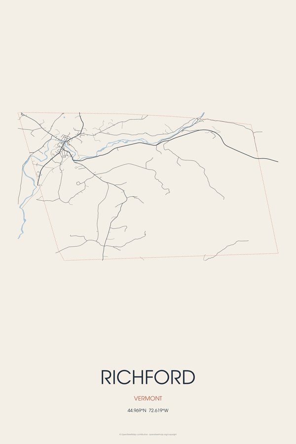 Richford Street Map Poster · Linen artwork detail