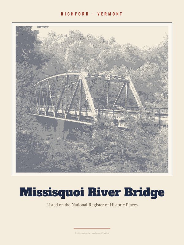 Richford Missisquoi River Bridge Landmark Print artwork detail