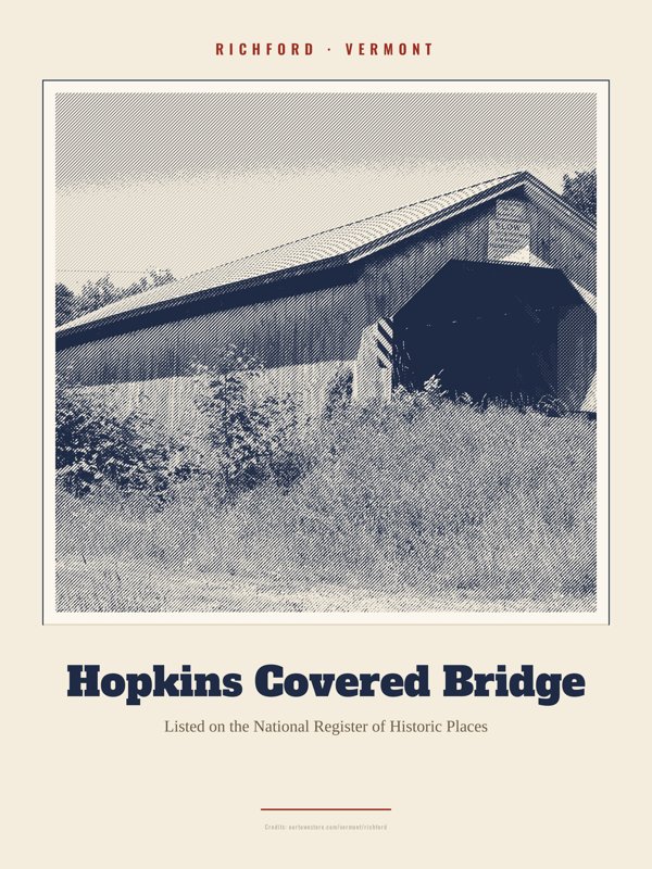 Richford Hopkins Covered Bridge Landmark Print artwork detail