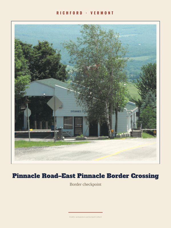 Richford Pinnacle Road–East Pinnacle Border Crossing Landmark Print artwork detail