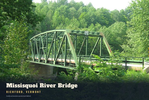 Richford Missisquoi River Bridge Postcard artwork detail
