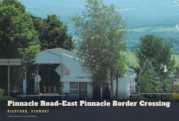 Richford Pinnacle Road–East Pinnacle Border Crossing Postcard artwork detail