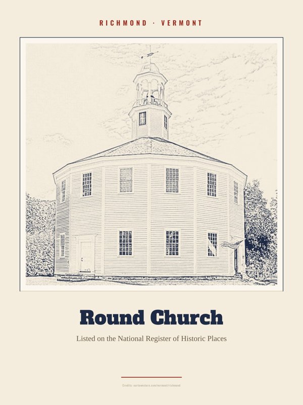 Richmond Round Church Landmark Print artwork detail