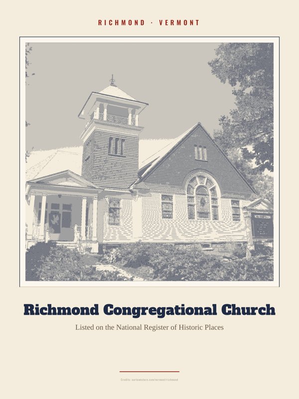 Richmond Richmond Congregational Church Landmark Print artwork detail