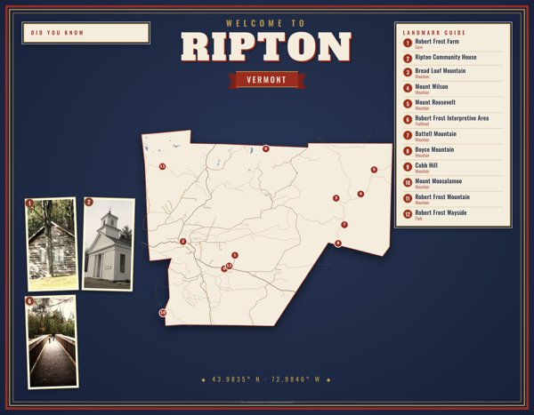 Ripton Map Placemat artwork detail