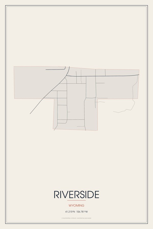 Riverside Street Map Poster · Linen artwork detail