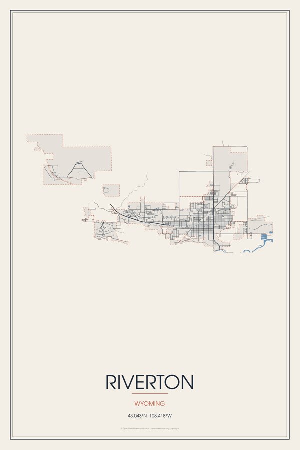 Riverton Street Map Poster · Linen artwork detail