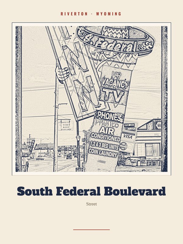 Riverton South Federal Boulevard Landmark Print artwork detail