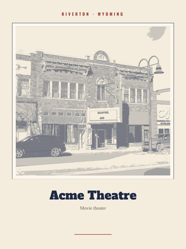 Riverton Acme Theatre Landmark Print artwork detail