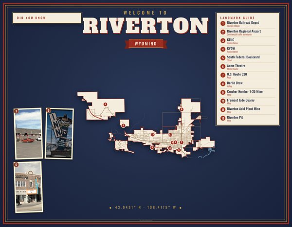 Riverton Map Placemat artwork detail