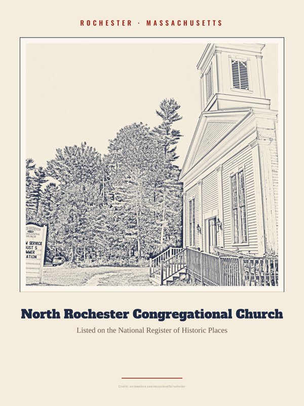 Rochester North Rochester Congregational Church Landmark Print artwork detail