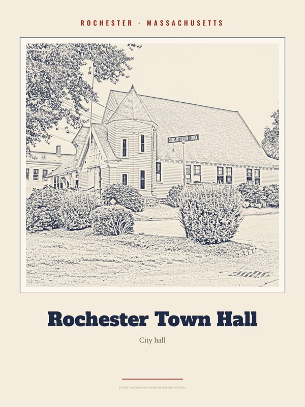 Rochester Rochester Town Hall Landmark Print artwork detail