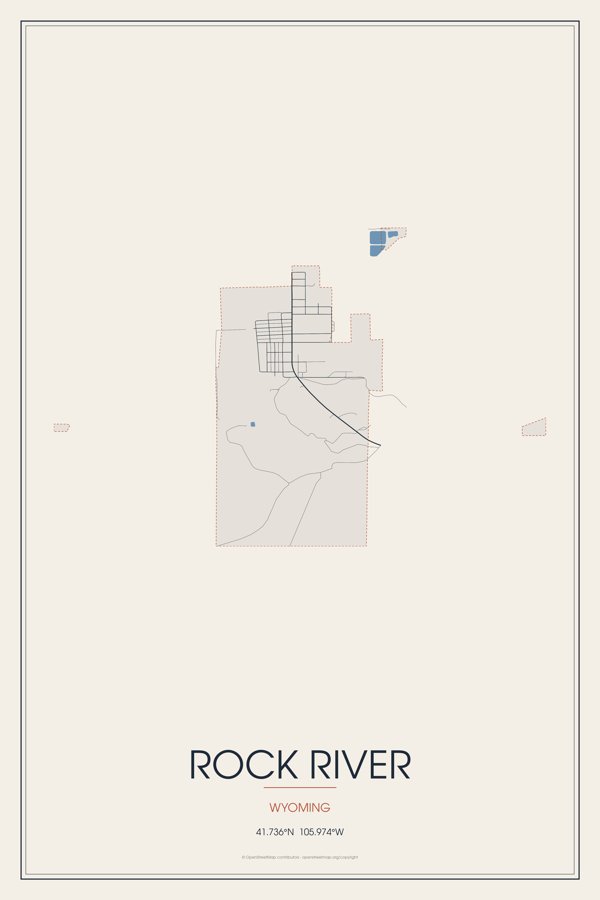 Rock River Street Map Poster · Linen artwork detail