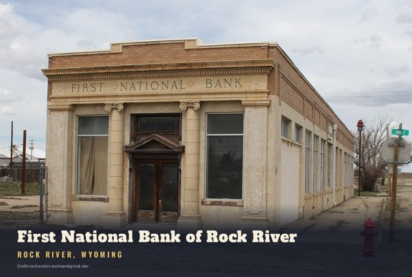 Rock River First National Bank of Rock River Postcard artwork detail
