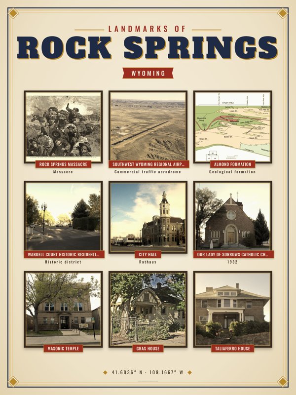 Rock Springs Landmarks Photo Poster artwork detail