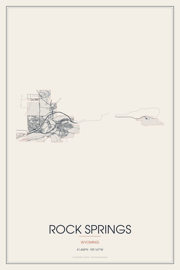Rock Springs Street Map Poster · Linen artwork detail
